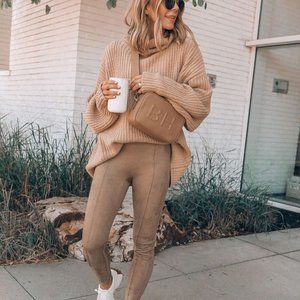 Spanx Suede Leggings in Camel - Size Medium